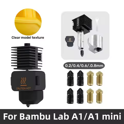 For Bambu Lab A1 mini Hotend Kit with 0.2/0.4/0.6/0.8mm Hardened steel Nozzle For A1 Replace Hotend