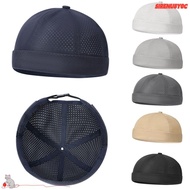 SIRENU8Y0C Brimless Docker Cap, Quick Drying Retro Mesh Hat, Fashion Breathable Adjustable Solid Col