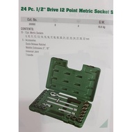SATA 09060 / 09060-6 24 PCS 1/2" DRIVE 12 POINT / 6 POINT METRIC SOCKET SET