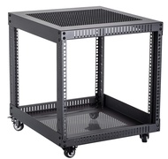 Kenuco 9U Standing Open Frame Rack with 4 Wheels and 4 Legs - Steel Network Equipment Rack 17.75 Inc