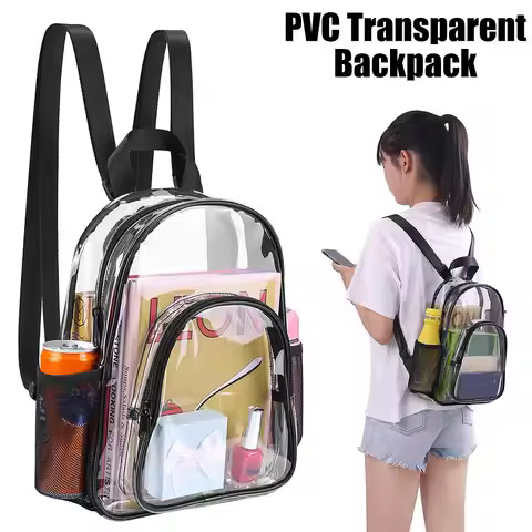 Clear Backpack PVC Transparent Backpack for Women Men Large Capacity Clear Bag, Travel, Security, Tr