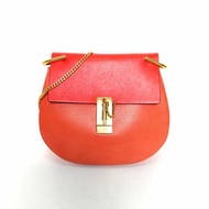 CHLOE Drew小豬包小號橘色牛皮肩背包
