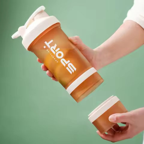 500ML 3-layer Sports Water Bottle Protein Shaker Outdoor Travel Portable Leakproof Drinkware Plastic