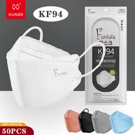 [Funlala KF94] 50PCS KF94 Mask 4Ply Makapal Original Fda Approved 3D Face Mask Waterproof Reusable Korean Adult Mask Facenmask Black White