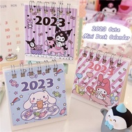 2023 Calendar Desktop Portable Mini Desk Calendar Cute Sanrios Kuromi Cinnamon Dog Melody Gemini Decoration Time Schedule