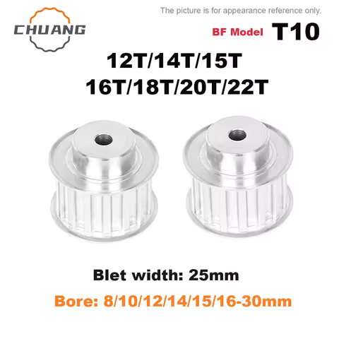 T10 Timing Pulley 12T/14T/15T/16T/18T/20T/22T BF Type T10 Synchronous Wheel pitch 10mm Bore 8mm-30mm
