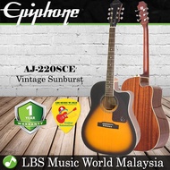 Epiphone AJ-220SCE Solid Top Acoustic Electric Guitar With Built in Pickup Vintage Sunburst (AJ220S 