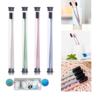 1pc Toothbrush Wheat Straw No Heavy Metal Bamboo Charcoal Soft Bristled Travel Toilet Set