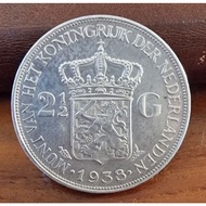 Koin kuno silver koin koin perak 25 Gulden Wilhelmina tahun 1938