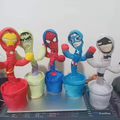 Cartoon Avengers Spiderman Iron Man Captain America Creative Dancing Cactus Talking Recording Repeat