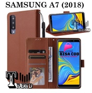 LEATHER CASE FLIP UNTUK SAMSUNG A7(2018)-FLIP  WALLET CASE KULIT SAMSUNG A7(2018)- CASING DOMPET-FLIP COVER LEATHER-SARUNG BUKU HP