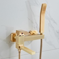 A-6💝Nordic Brushed Gold Copper Bathtub Hot and Cold Faucet Shower Head Set Affordable Luxury Style Simple Three-Piece Mi