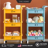 The Home 3 Tier Multifunction Storage Trolley Rack Office Shelves Home Kitchen Rack With Plastic Wheels