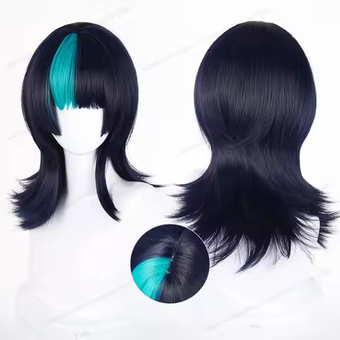 Hoshi Kirara Cosplay Wig 45cm Short Black Blue Women Wigs Anime Cosplay Wig Halloween Heat Resistant