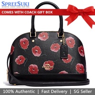 Coach Handbag In Gift Box Crossbody Bag Mini Sierra Satchel With Poppy Print Black # F39710