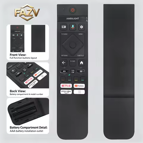 FAZV Voice Remote for Philips 398GM10BEPHNE001SY 55/65/77OLED908/12 OLED Series Smart TV