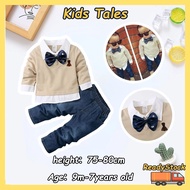 Boy Clothes Kids 9M-7 Years 2pcs/Set Handsome Sport Shirt+Denim Pants Knit Collar Suit Clothing Brea