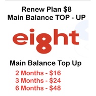 Eight Telecom $8 Renew Plan / Recharge Main Wallet