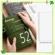 SIMPLESHOP 52 Week Savings Challenge Binder, 6-holes Reusable Savings Binder, Leather with Cash Enve