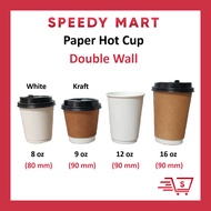 Cawan Kertas 8oz/12oz/16oz [Brown/White] HOT Paper Cup / Double Wall Cup / Hot Cup / Coffee Paper Cu