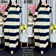 S 6671 Long Dress Knit Strip Thick Material 38011