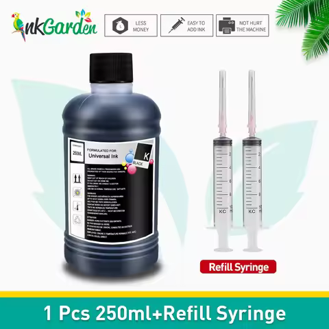 250ML Universal Ink Dye Refill Kit For Canon HP Epson Printer Cartridge 301 302 304 305 664 CISS Ecl