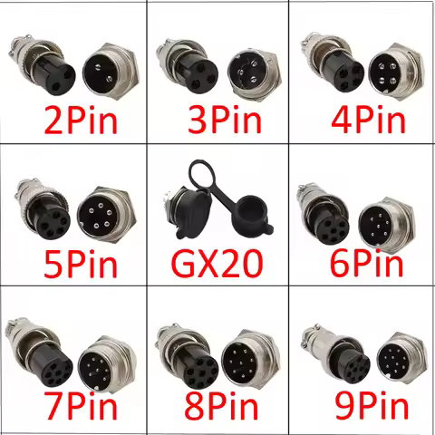 1Pcs 2,3,4,5,6,7,8 9 Pin GX20 Male Female Aviation Connector Wire Panel Socket Plug Microphone Mic A