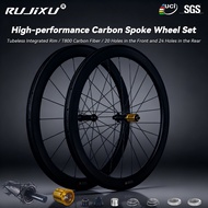 700C Carbon Fiber Road Bike Wheelset V-Brake 50mm 60T Ratchet Hub Clincher Tubeless