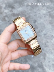 นาฬิกาข้อมือ ผู้หญิง Paris Polo Club รุ่น PPC-230314 ของแท้ รับประกันศูนย์ 1 ปี แฟชั่นผู้หญิง นาฬิกาหรูหรา สีทอง ทรงกำไล