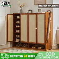 Mr.Bamboo Shoe Cabinet Shoe Rack With Plastic Rattan Door Bamboo Shoe Organizer Wooden Shoes Storage