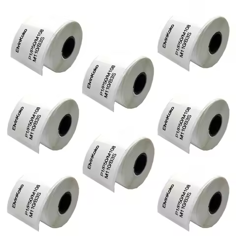 8rolls M110/E210/P50/PT-260 Label Printer Sticker Self-Adhesive Thermal Paper, Compatible for M110 M