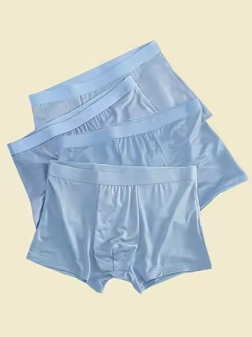 4-piece light blue men's underwear made of ice silk fabric, a must-have summer cool and ice-like men