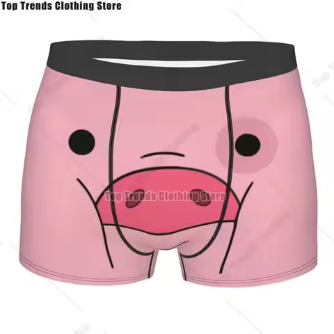 Fashion Cute Pink Pig Nose Snout Boxers Shorts Panties Men's Underpants Stretch Animal Piggy Lover B