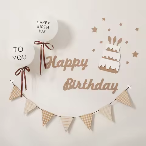 7pcs Birthday party decoration balloon room wall decoration flag banner letter cake set