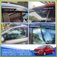 ↙ ∫ ⇧ ▣ MITSUBISHI MIRAGE G4 2012 - 2024 RAIN VISOR MIRAGE LOGO Window Visor Door Visor Rain Guard