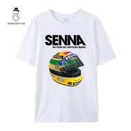 Men's Cotton Short Sleeves  Ayrton Senna Helmet T-shirt Retro Racing Graphic Tee for Streetwear Love