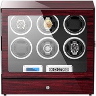 Watch Winder Box for 6 Automatic Watch with Storage Drawer Adjustable Watch Pillows Touch Display Screen Quiet Motor Watch Winder