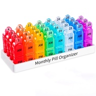 Monthly Pill Organizer 2 Times a Day - 30 Day Pill Box AM PM, BPA Free One Month Medicine Organizer 