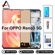 จอ LCD แบบดั้งเดิมสำหรับ OPPO Reno3 5G PCHM30 PDCM00 A001OP หน้าจอสัมผัสประกอบ Digitizer Reno 3อะไหล