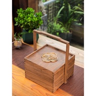 HY💕 Antique Distressed Multi-Layer Basket Gift Box Wooden Food Container Moon Cake Gift Box Picnic Dessert Dried Fruit B