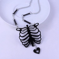 Skeleton Necklace Dark Illness Series Gothic Lolita Halloween Gothic Acrylic Accessories Skeleton Bo
