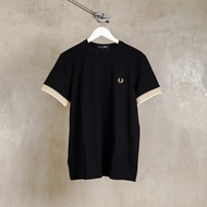 KAOS FRED PERRY STRIPE SLEEVE GOLD BLACK 100% ORIGINAL