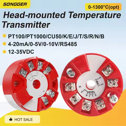 Head-mounted Temperature Transmitter 4-20mA Output PT100 RTD K Type Thermocouple Signal Converter Mo