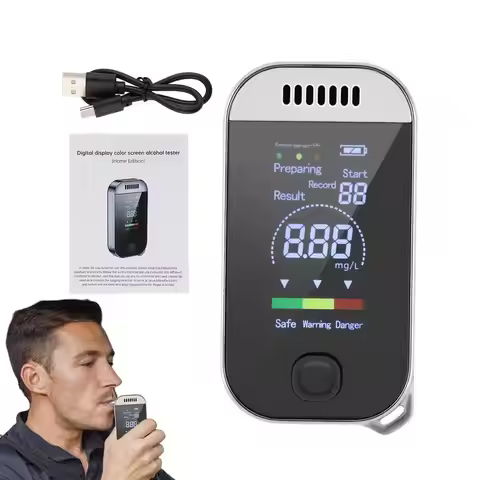 Portable Alcohol Tester Digital Breath Alcohol Tester USB Rechargeable Digital Display Non-Touch Alc