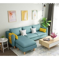 Modern L Shape Sofa For Living Room 3-4 Seater Canvas Fabric Sofa High Density Sponge Foam Sofa Elegant Ikea Style Sofa