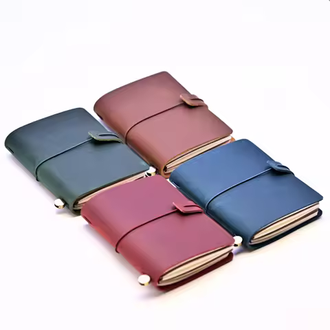 Vintage Genuine Leather Pocket Notebook Travel Diary Elastic Strap Refill Gift Leather Journal Noteb