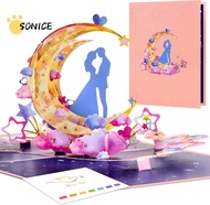 Pop Up Anniversary Cards,Moon with Couple Wedding Cards for Wife, Husband, Her, Him, Girlfriend, Ide