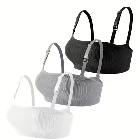 3 PCS Set Breathable Front Open Nursing Bra Maternity Underwear Pregnancy Bra Full Cup Wireless Comf