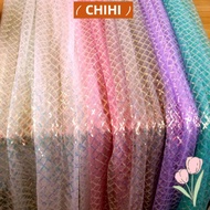 CHIHI Sequin Mesh Fabric, Colorful Grid Sequin Fabric