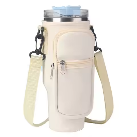 Water Bottle Carrier Bag with Phone Pocket for Stanley Cup 40 oz, Water Bottle Holder Adjustable Str